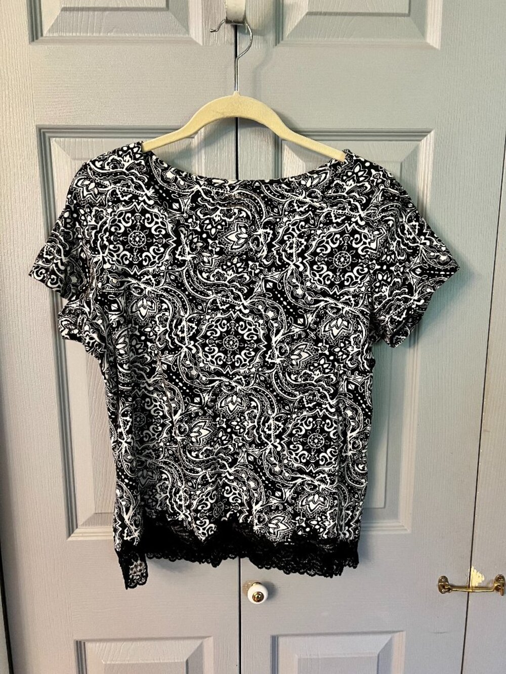 Coldwater Creek Lace Trim Shirt, Short Sleeve